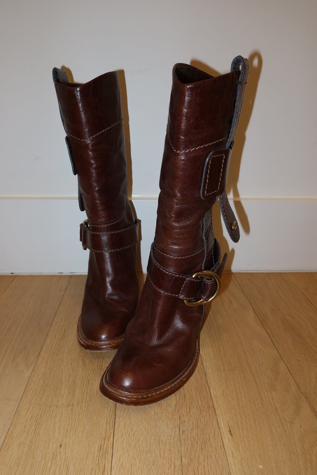 Vintage Chloé Paddington Leather Buckle Boots - EU 37.5