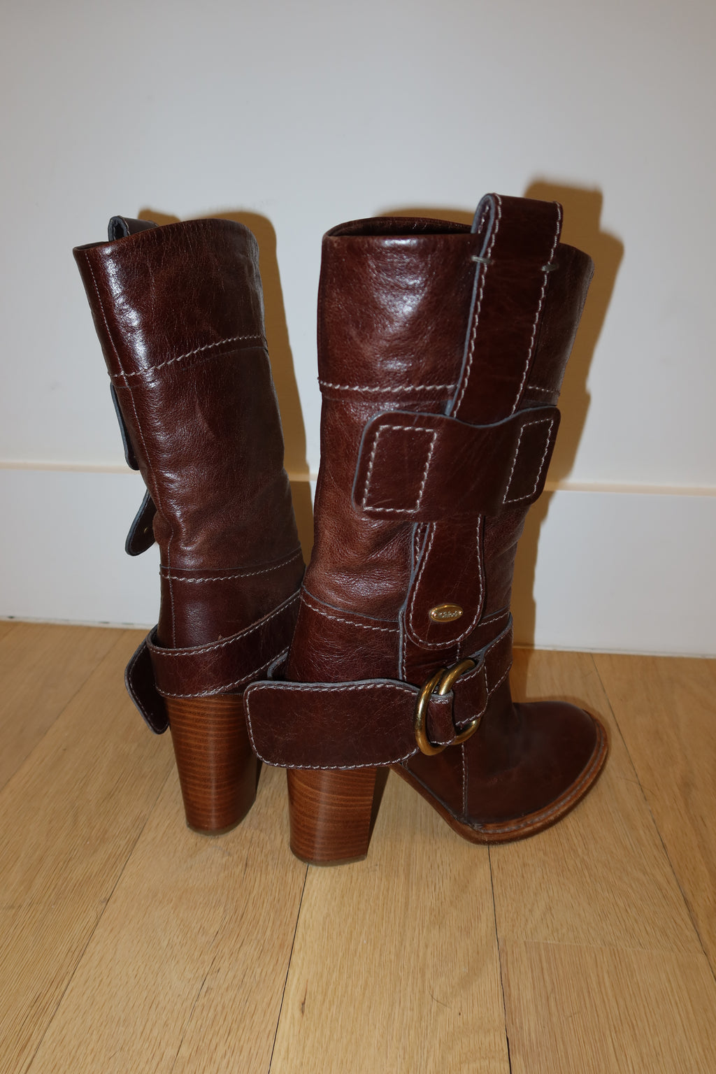 Vintage Chloé Paddington Leather Buckle Boots - EU 37.5