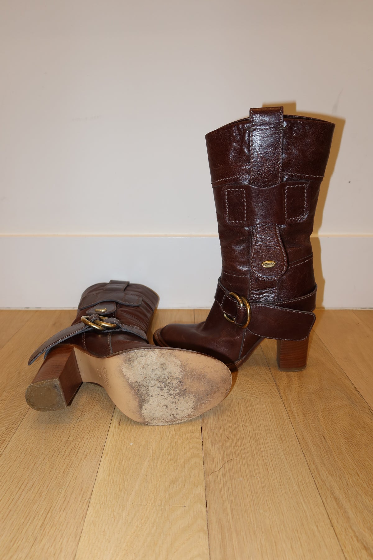 Vintage Chloé Paddington Leather Buckle Boots - EU 37.5