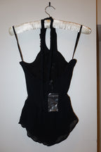 Vintage Black Silk Beaded Halter Top - US S