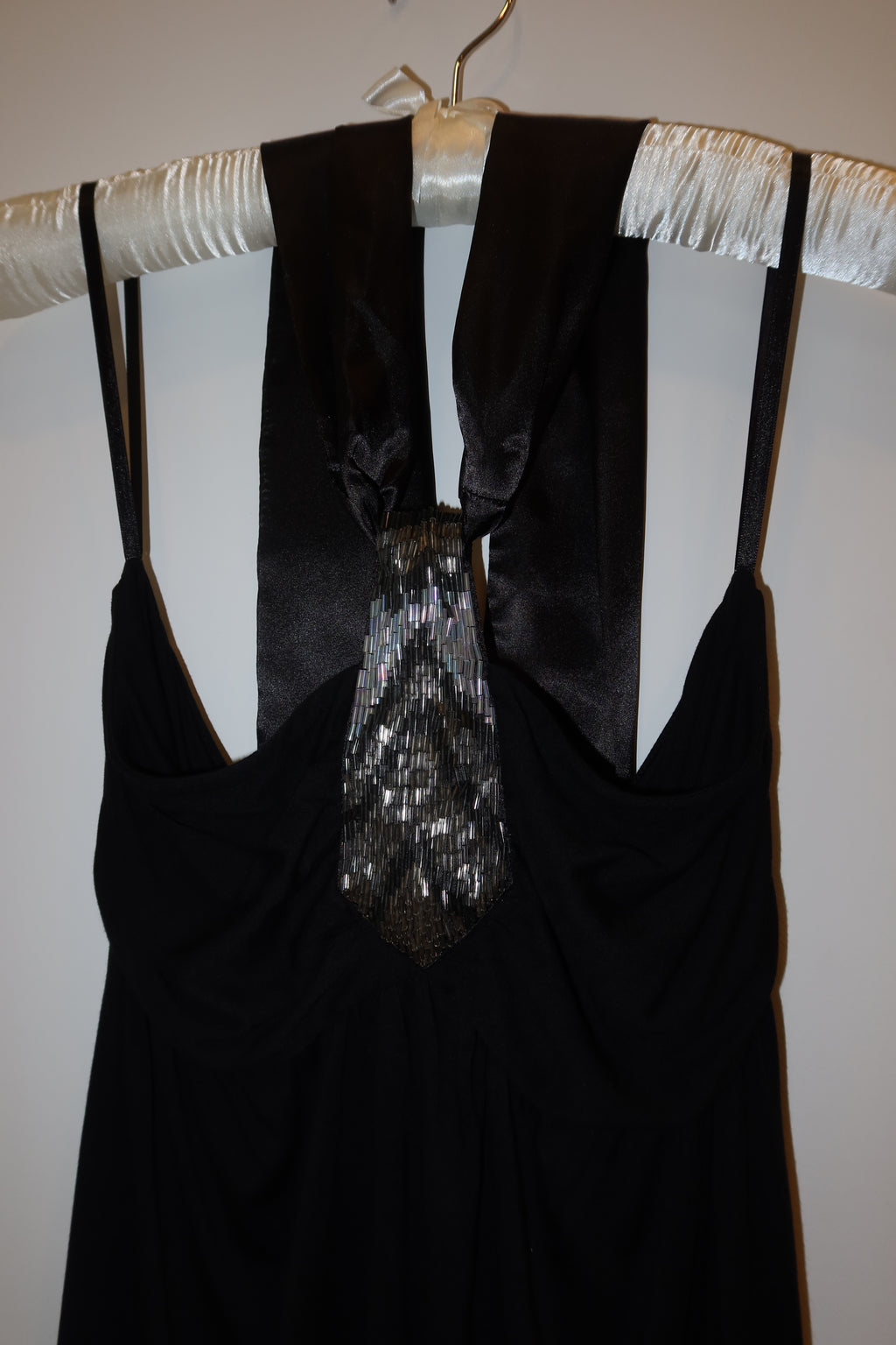 Vintage Black Sequin Beaded Halter Top - US M