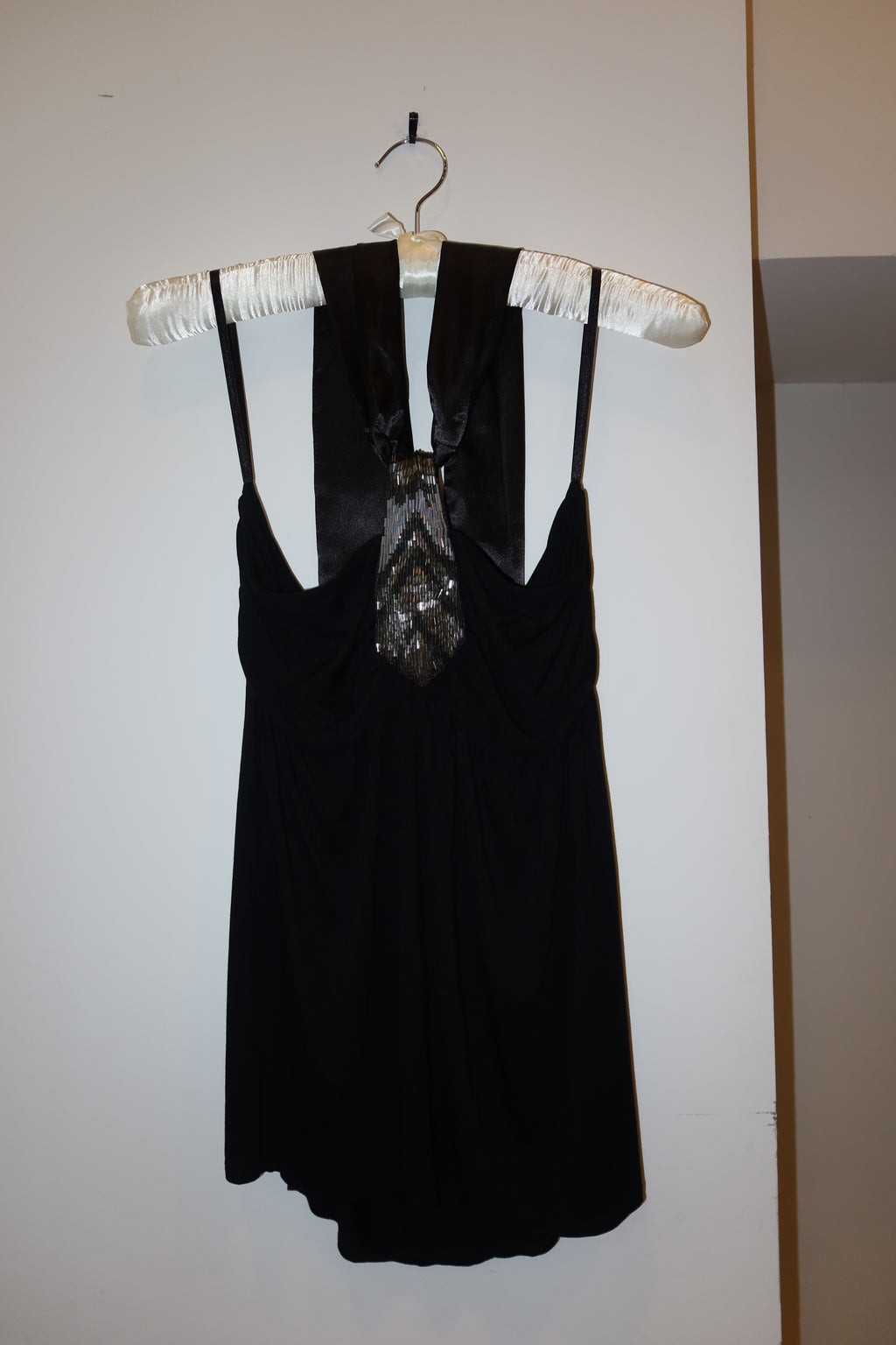 Vintage Black Sequin Beaded Halter Top - US M