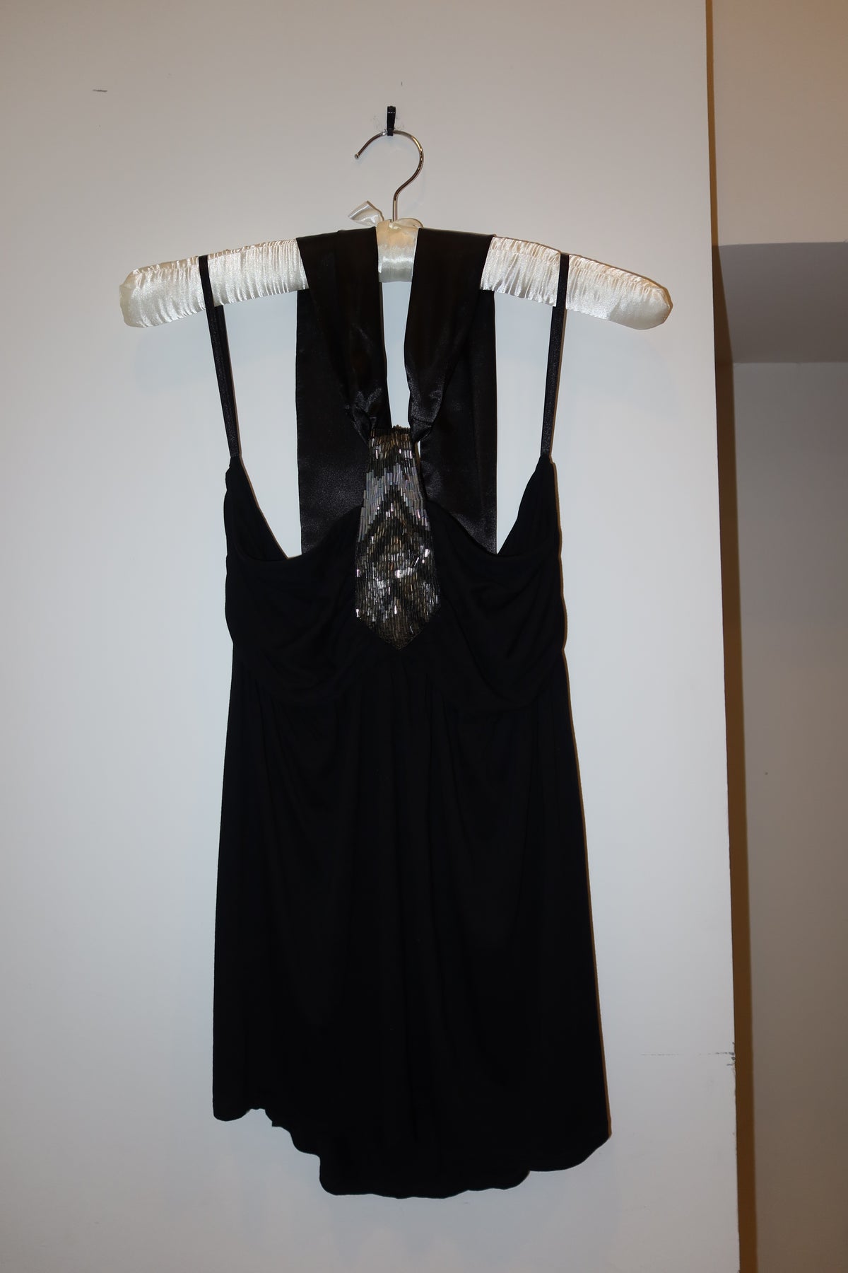 Vintage Black Sequin Beaded Halter Top - US M