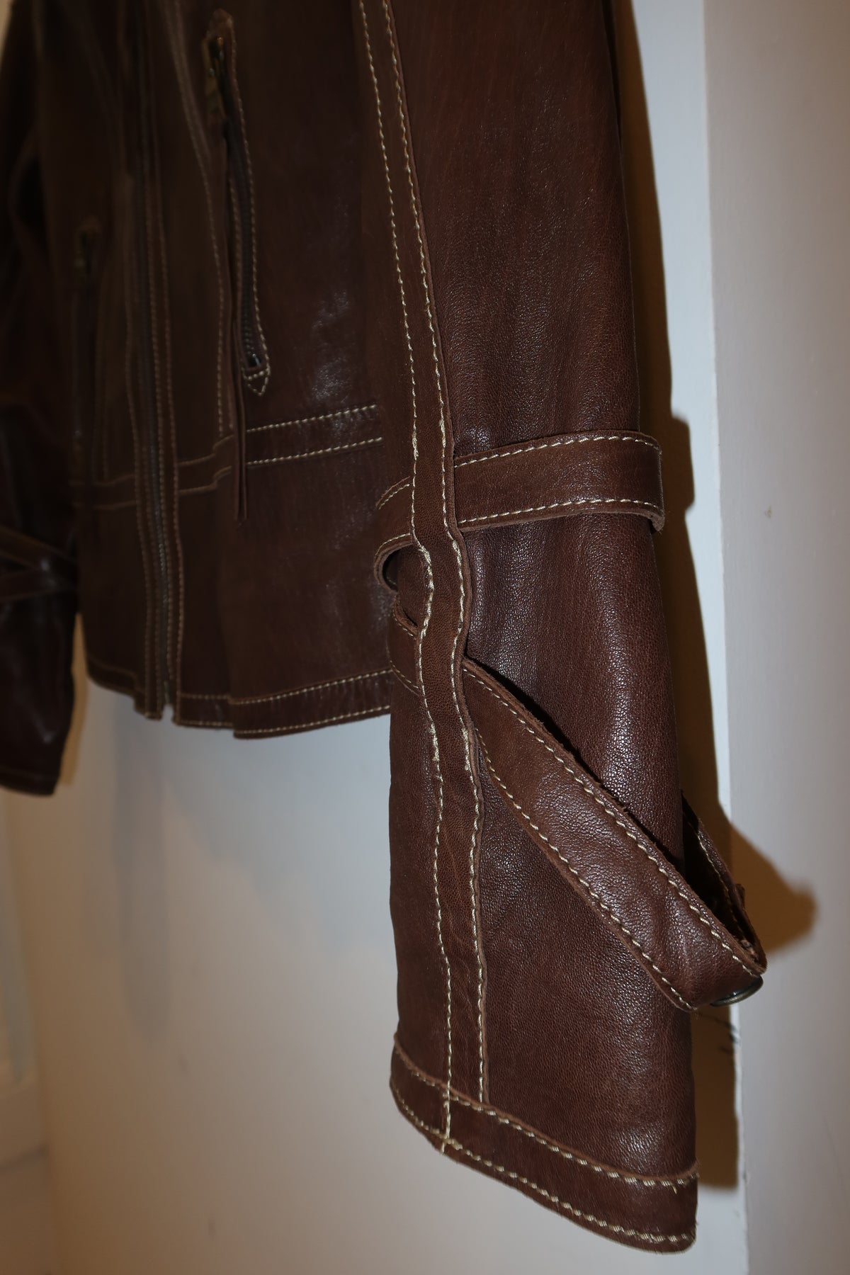 Vintage Andrew Marc Leather and Fur Collar Jacket - US M
