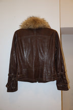 Vintage Andrew Marc Leather and Fur Collar Jacket - US M